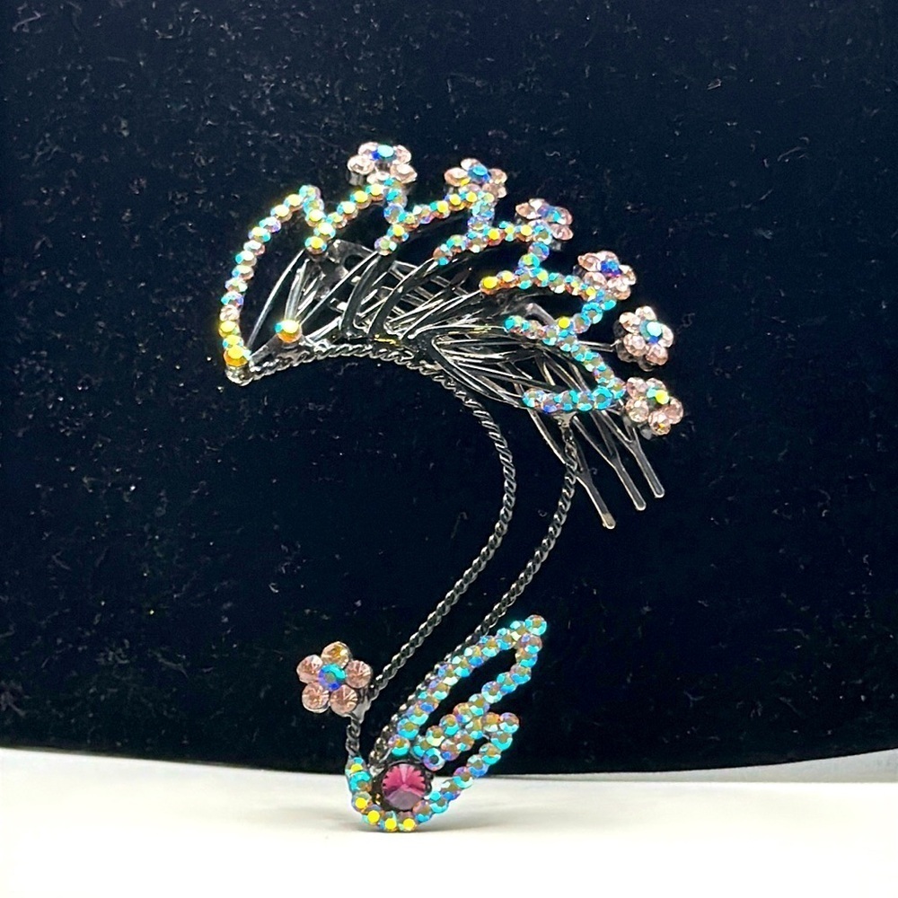 Art Deco Crystal Rhinestone Hair Comb Vintage Accessory - Picture 6 of 6